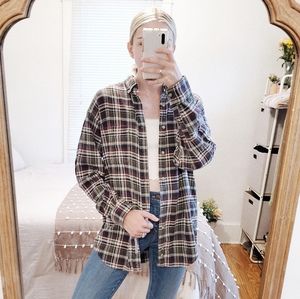 VINTAGE Multicolor Button Down Long Sleeve Flannel Shirt